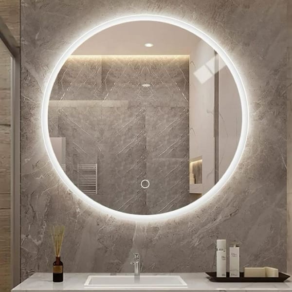 20 in. W x 20 in. H Round Frameless Anti-Fog Dimmable 3 Color LED Light Wall Bathroom Vanity Mirror