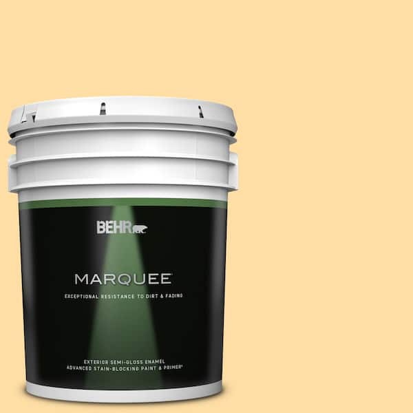 BEHR MARQUEE 5 gal. #300A-3 Melted Butter Semi-Gloss Enamel Exterior Paint & Primer