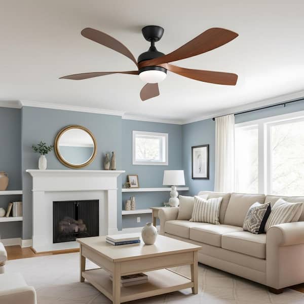 Light Pro 52 in. Indoor Brown Ceiling Fan with 3 Color Dimmable,5 Dark Wood Grain Color ABS Blades,Remote Control,Light