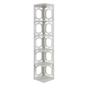 Omega 12 in. W White 5 Tier Corner Bookcase