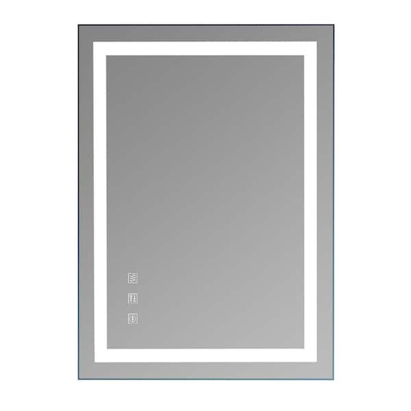Whatseaso 36 in. W x 28 in. H Rectangular Aluminum Framed LED Anti-fog Touch Wall Mounted Bathroom Vanity Mirror in Silver