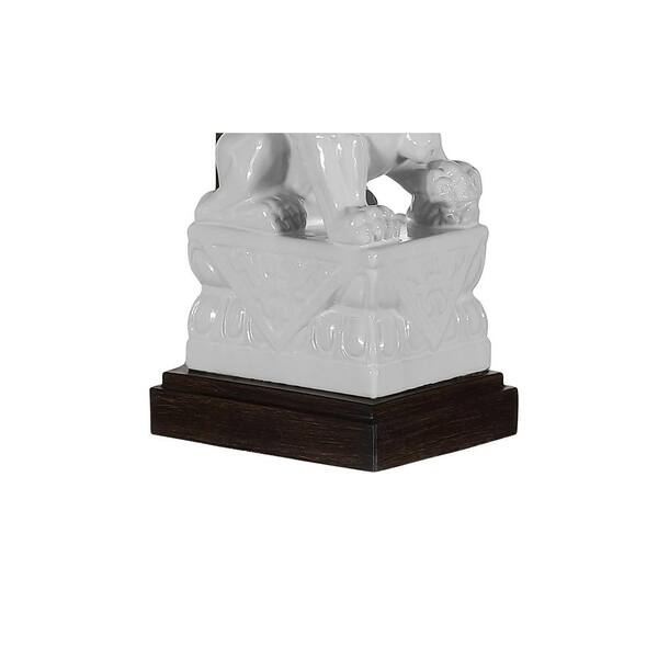 JONATHAN Y Guardian Lion 27.5 in. White Ceramic Classic Modern LED