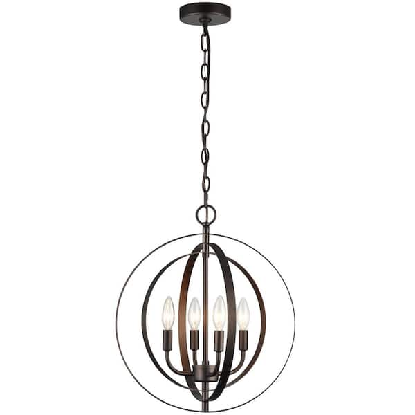 4Light Modern Oil Rubbed Bronze Indoor Globe Pendant Light Uplight