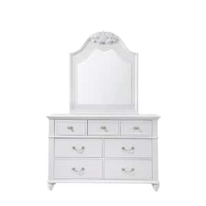 Annie 7-Drawer Dresser with Mirror in White
