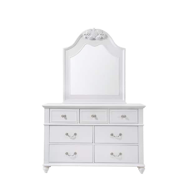 Unbranded Annie 7-Drawer Dresser with Mirror in White
