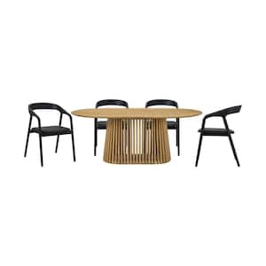 Pasadena Apache 5-Piece Oval Natural Oak Wood Top Dining Room Set Seats 4
