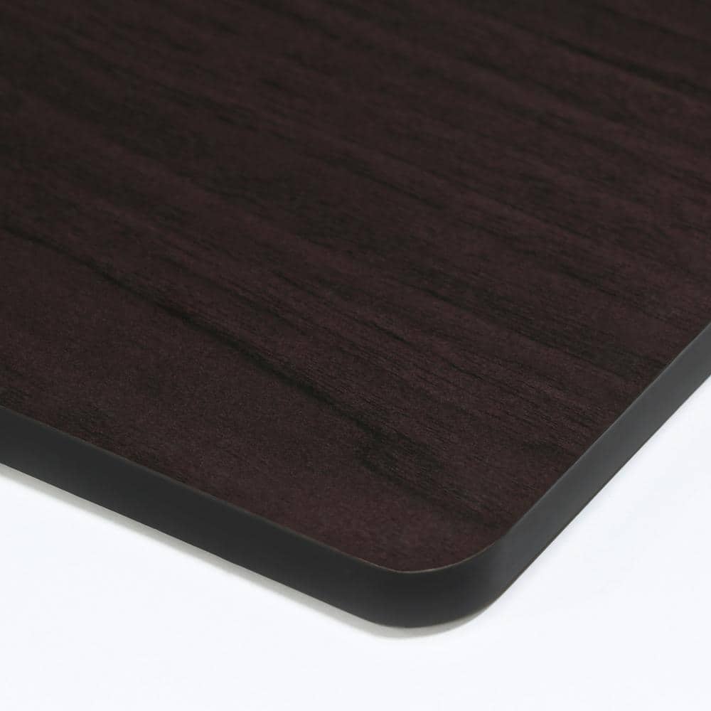 Dark Walnut Compact Wood Computer Desk with Shelves