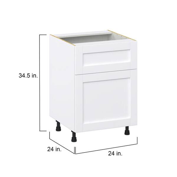 J COLLECTION Mancos Bright White Shaker Assembled Base Kitchen Cabinet with 10 in. Drawer (24 in. W X 34.5 in. H X 24 in. D)