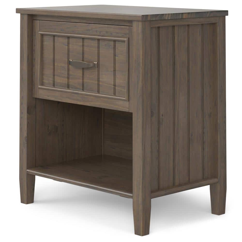 Lev Transitional Smoky Brown Solid Wood 24" Bedside Nightstand