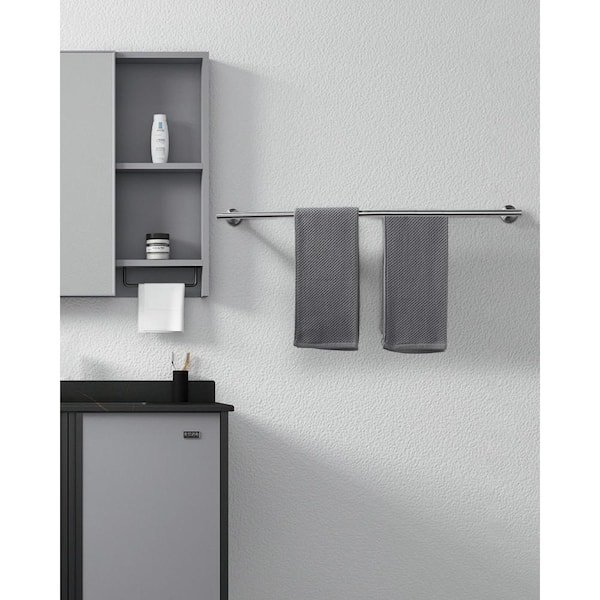 Thicken SUS 304 Stainless Steel Double Round Bar 32 in. Wall Mount Towel Bar Bath Hardware Accessory in Brushed Nickel