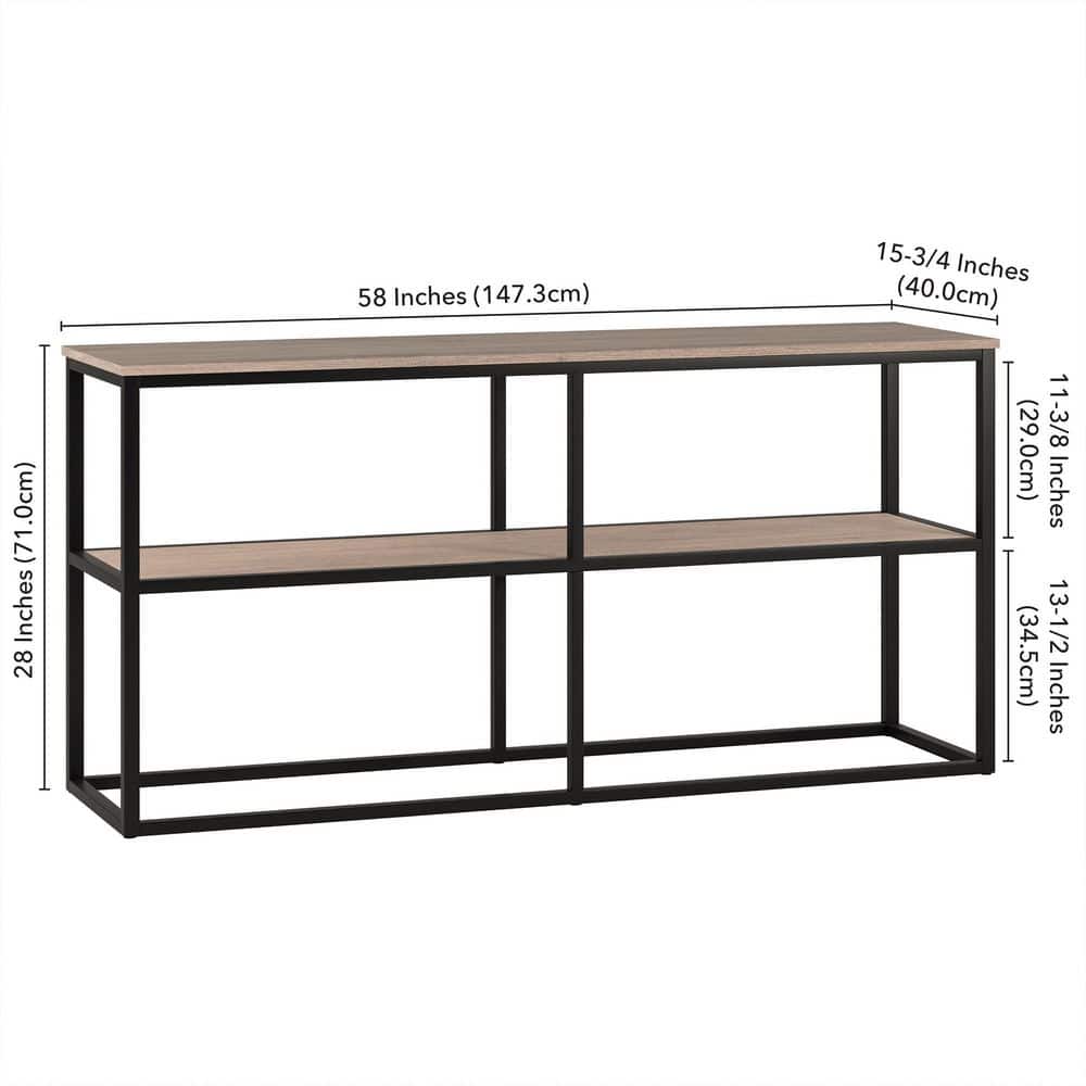 Antiqued Gray Oak and Blackened Bronze 70-inch Transitional TV Stand