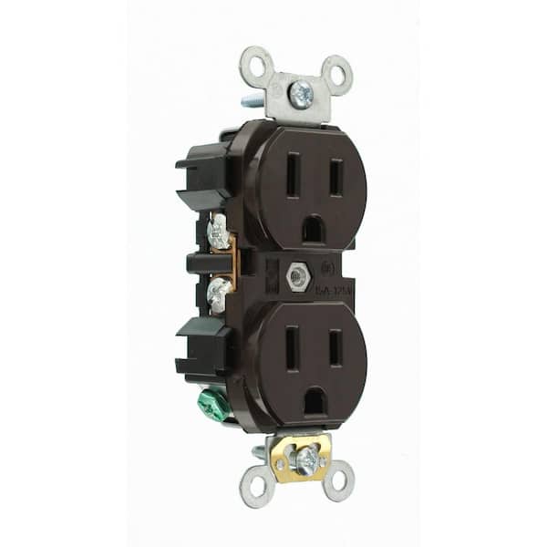 15 Amp 125 V Industrial Grade Duplex Outlet/Receptacle, Brown (1-Pack) 5252
