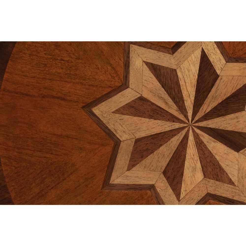 Dalton Olive Ash Burl Round Wood Side Table with Hexagonal Star Pattern