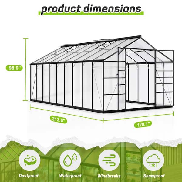 AirWire 10 ft. W x 18 ft. D Polycarbonate Greenhouse with Quick
