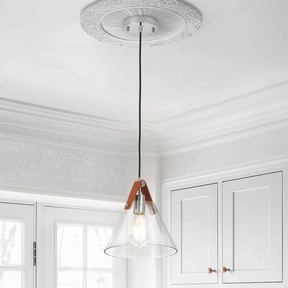 RayHome Modern 1-Light 60W Chrome Pendant Light featuring a Clear Cone Glass Shade for Kitchen Island & Dining price drop on PriceWatchPro