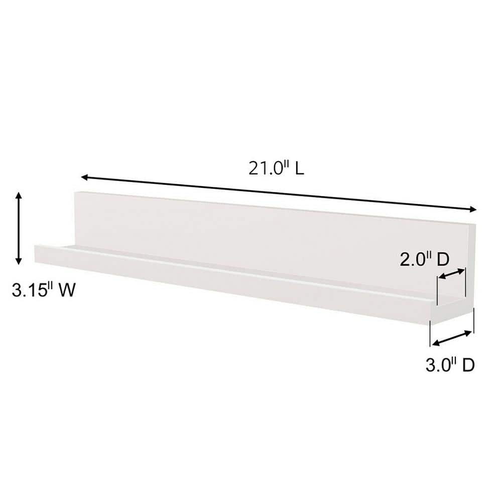White Floating Wall Shelf with Removable Adhesive Strips