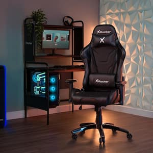 Agility Faux Leather Adjustable Height Swivel Ergonomic PC Gaming Chair in Black with Arms