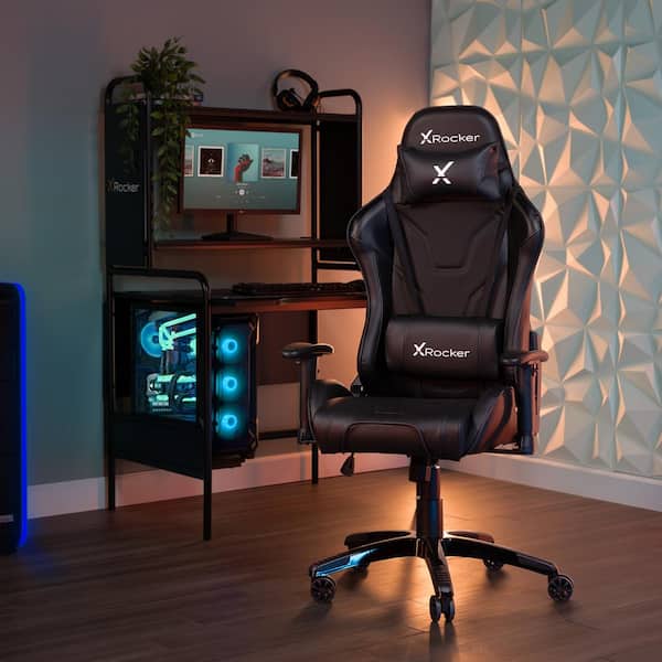 X Rocker Agility Faux Leather Adjustable Height Swivel Ergonomic PC Gaming Chair in Black with Arms