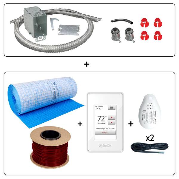 WarmlyYours 595 ft. Cable System with Heat Membrane nSpire Touch Thermostat and Electrical Rough In Kit (Covers 185.9 sq. ft.)