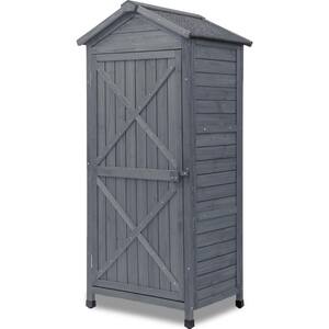 1.5 ft. W x 2.1 ft. D Wooden Storage Sheds Fir Wood Lockers with Workstation, Gray, 3.15 sq. ft.