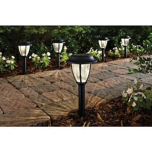 Solar 5 Lumens Black Integrated LED Landscape Path Light with Ribbed Lens (10-Pack); Weather/Rust Resistant