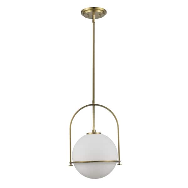 Home Decorators Collection Owens 1-Light Gold Pendant Light Fixture with Globe Glass Shade