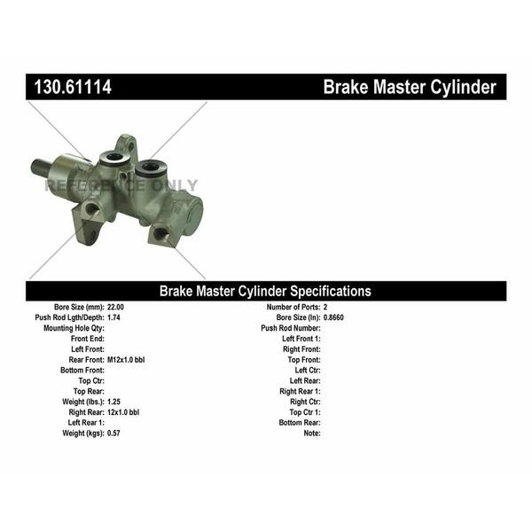 Centric Parts Brake Master Cylinder