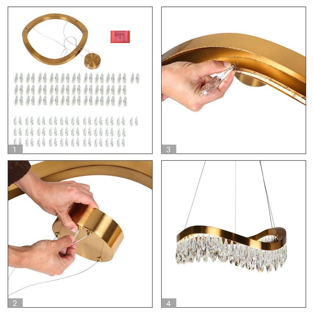 Modern Gold Brass LED Crystal Drum Chandelier