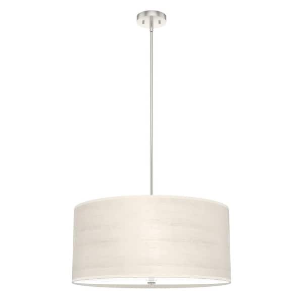 Solhaven 4-Light Bleached Alder Island Pendant Light with Cream Plastic Shade