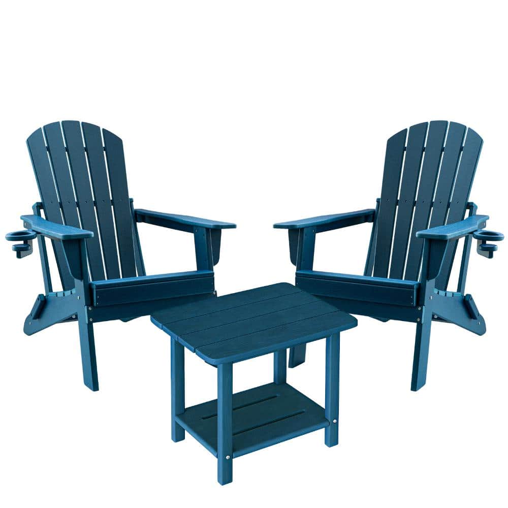 3-Piece HDPE Folding Adirondack Chairs with Square Coffe Table with Cup Holder price history on PriceWatchPro