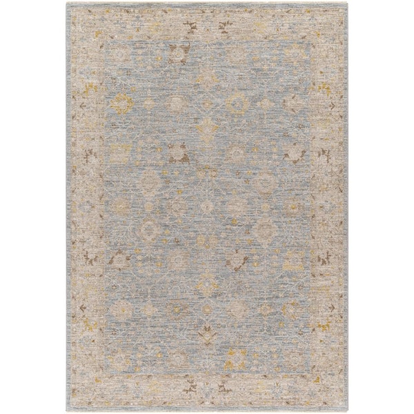 Livabliss Avant Garde Blue 5 ft. 2 in. x 5 ft. 2 in. Round Traditional Area Rug