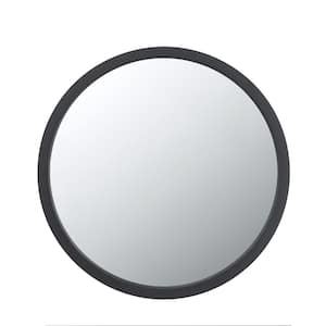 20 in. W x 20 in. H Simple Round Wooden Framed Wall Bathroom Vanity Mirror in Black