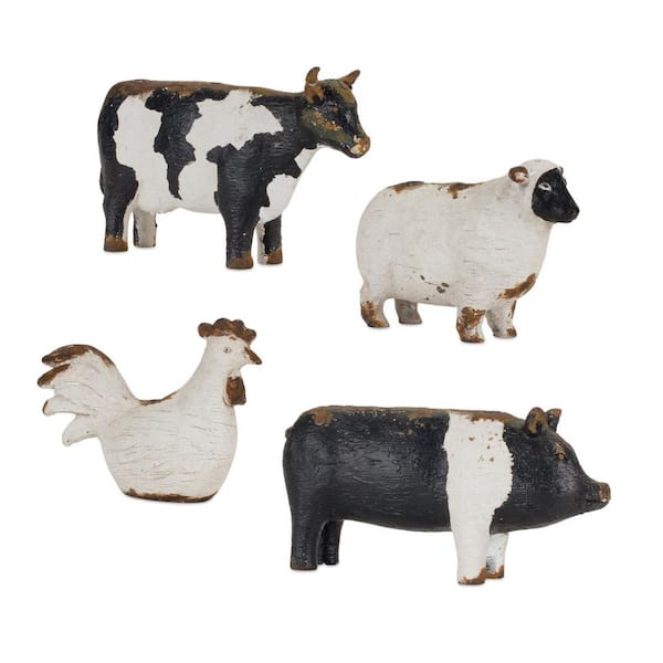 Black, White Resin Candlestick Set of 4-Pack