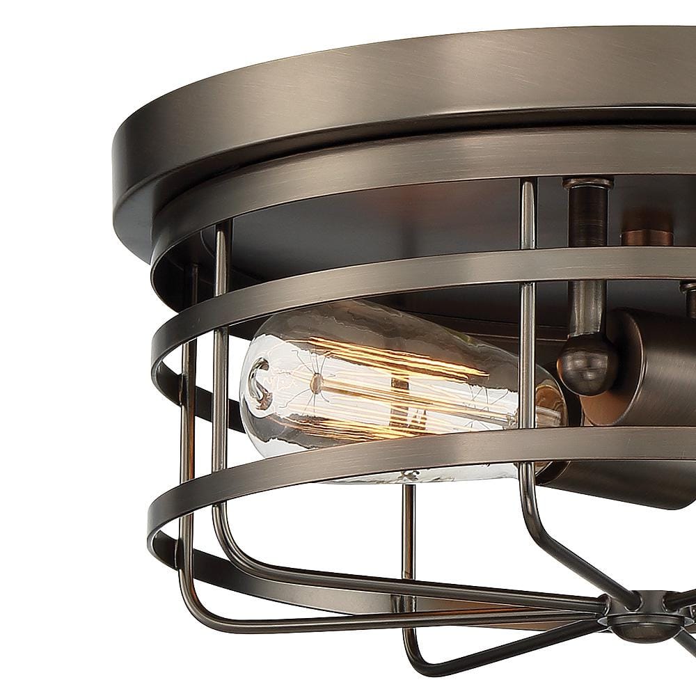 Bronze and Clear Glass Drum Flushmount Ceiling Light