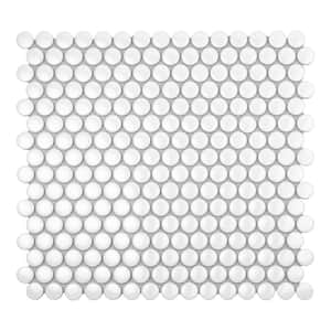 Cirkel White 11.46 in. x 12.4 in. Glossy Porcelain Mosaic Wall and Floor Tile (9.87 sq. ft./case) (10-pack)