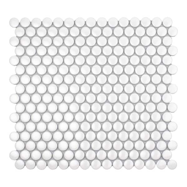 Apollo Tile Cirkel 4 in. x 5 in. Glossy White Porcelain Mosaic Wall and Floor Sample Tile (0.14 sq. ft./Case) (1-Pack)