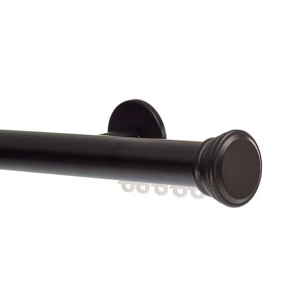 Tekno Pro 108 in. Non-Adjustable 1.13 in. Diameter Decorative Traverse Curtain Rod with Reba Finial in Black