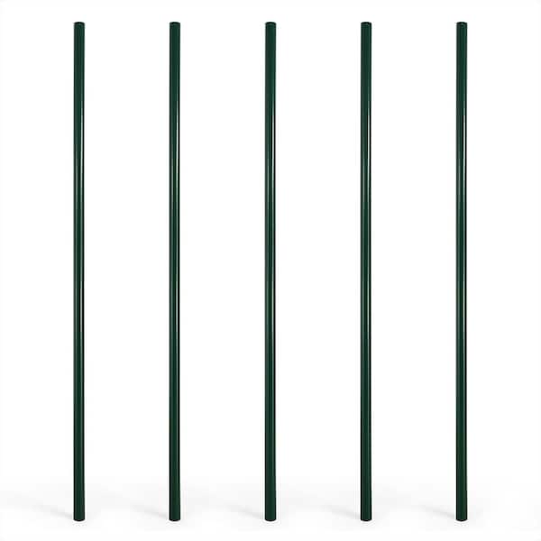 Black Galvanized 2-3/8 in. x 2-3/8 in. x 8 ft. Steel Corner Chain Link Fence Terminal Post (5 pack)