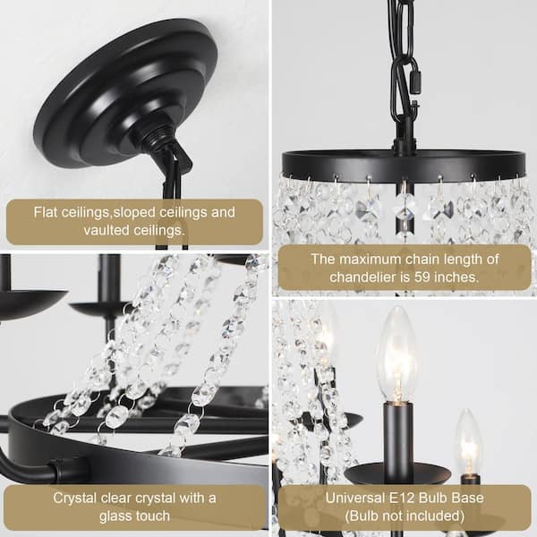 LWYTJO Immer 12 Light Black Candle Style Classic Empire