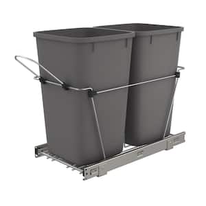 27 Qt. Double Pull-Out Waste Containers, Gray