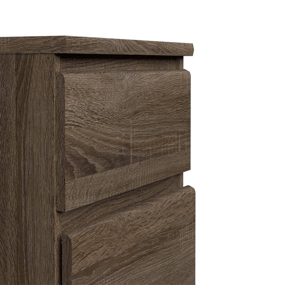 Truffle Oak 2-Drawer Modern Nightstand