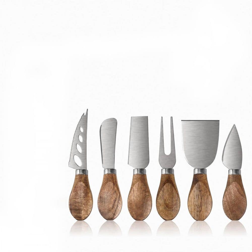 6-Piece Stainless Steel Cheese Knife Set with Acacia Wood Handles and Storage Bag price history on PriceWatchPro