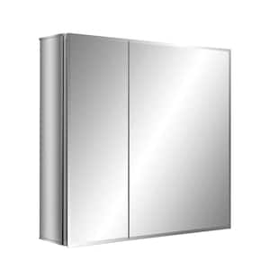 30 in. W x 26 in. H Rectangular Silver Aluminum Recessed Mount Medicine Cabinet with Mirror (Type B)