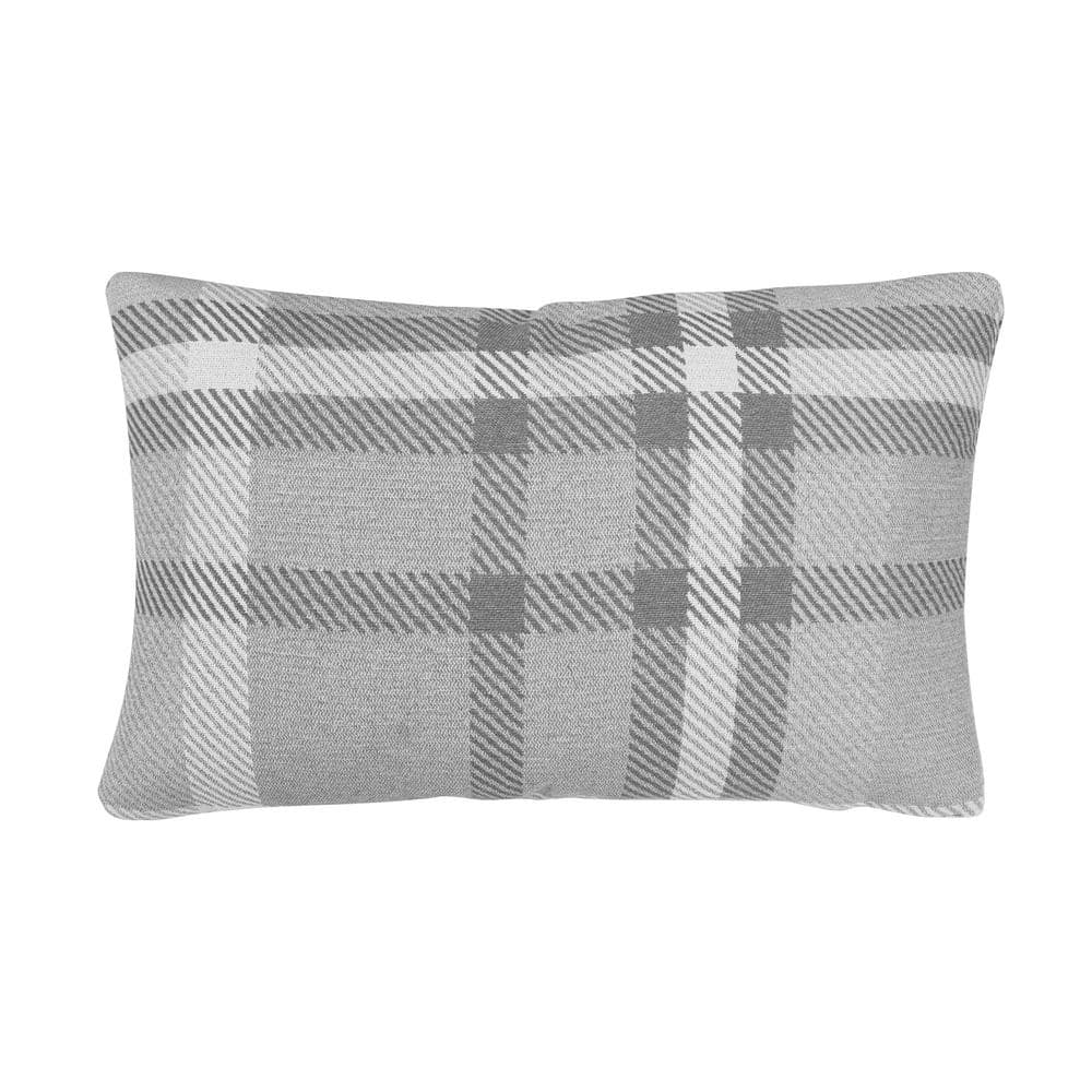 Astella Tartan Charcoal Lumbar Outdoor Accent Throw Pillow TP12-FA32 ...