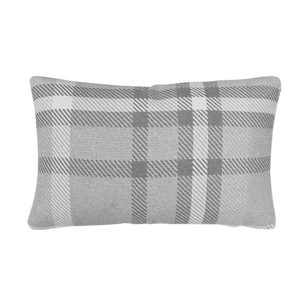 Astella Tartan Charcoal Lumbar Outdoor Accent Throw Pillow