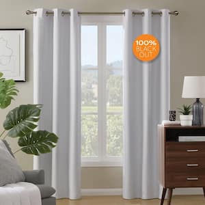 Paloma White 38 in. W x 84 in. L Grommet 100% Blackout Curtain (Single Panel)