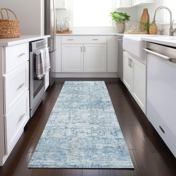Chantille Machine Washable Indoor/Outdoor Abstract ACN1764 Blue 2 ft. 3 in. x 7 ft. 6 in. Runner Rug