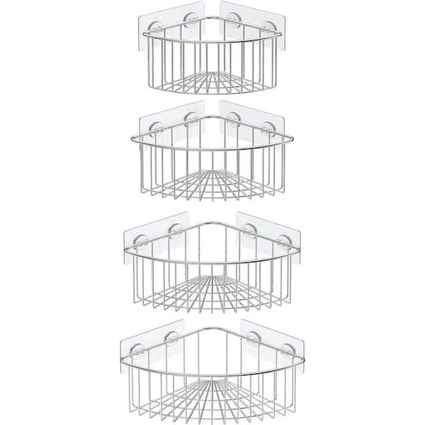 Dyiom Shower Caddy, Adhesive Bathroom Shelf Wall Mounted, in Silver-4 Pack