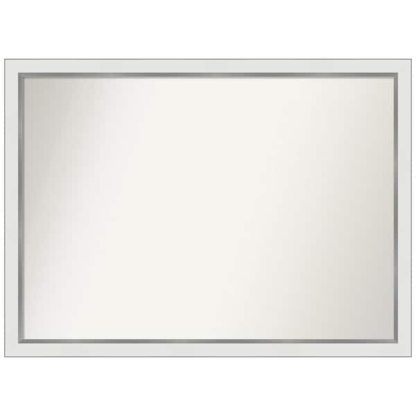 Amanti Art Eva White Silver Narrow 41 in. W x 30 in. H Non-Beveled Bathroom Wall Mirror in Silver, White