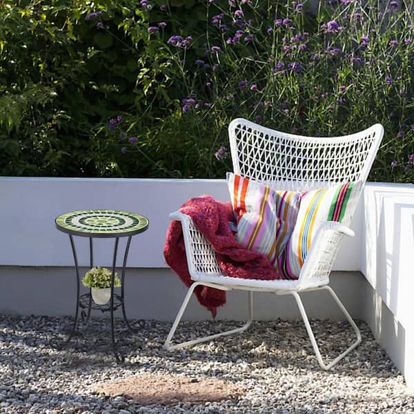 Outdoor Mosaic Side Table, compact accent end table with exquisite